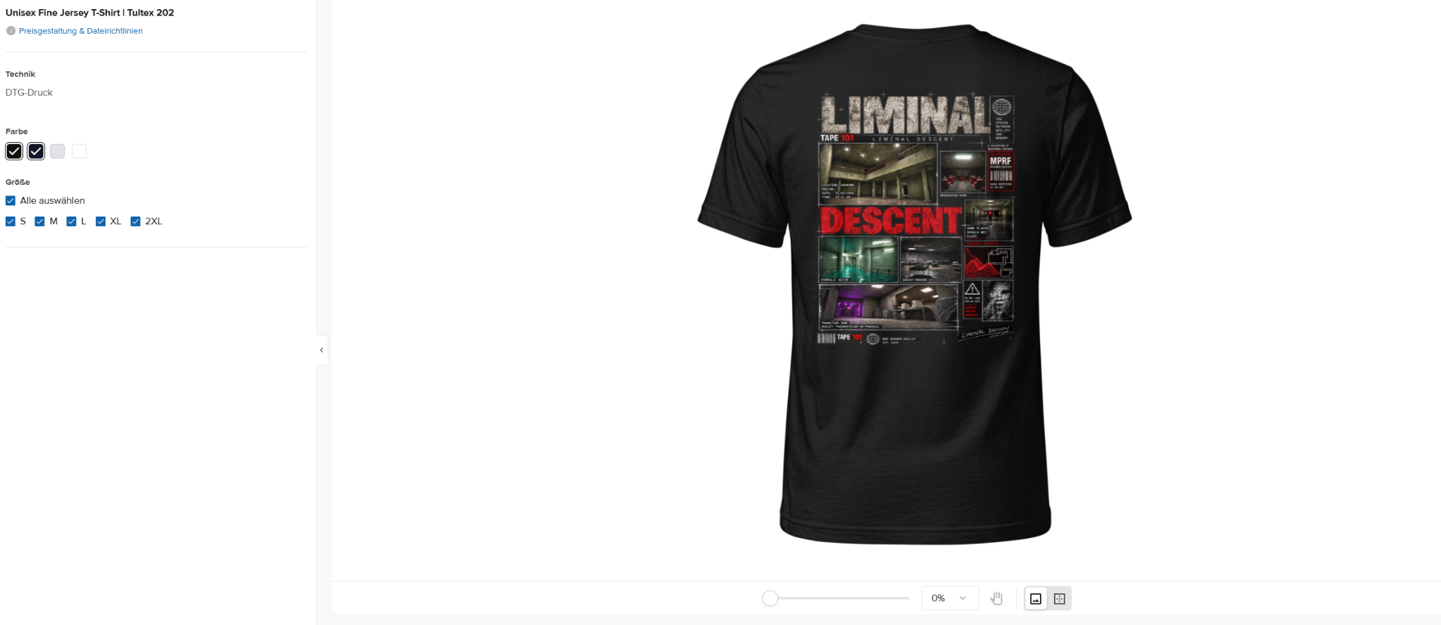 Tape 101 liminal descent t-shirt design 1.0 — Black · Back